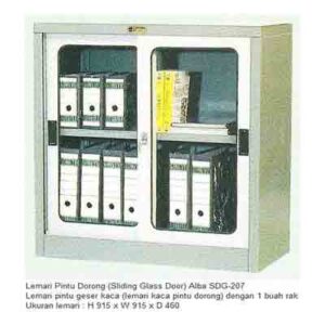 SDG-207 3D Lemari Arsip Besi Sliding Kaca Pendek Alba