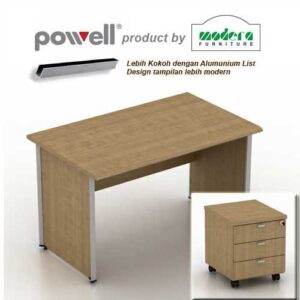 Meja Kantor Modera Powell 1675 plus 3 laci dorong