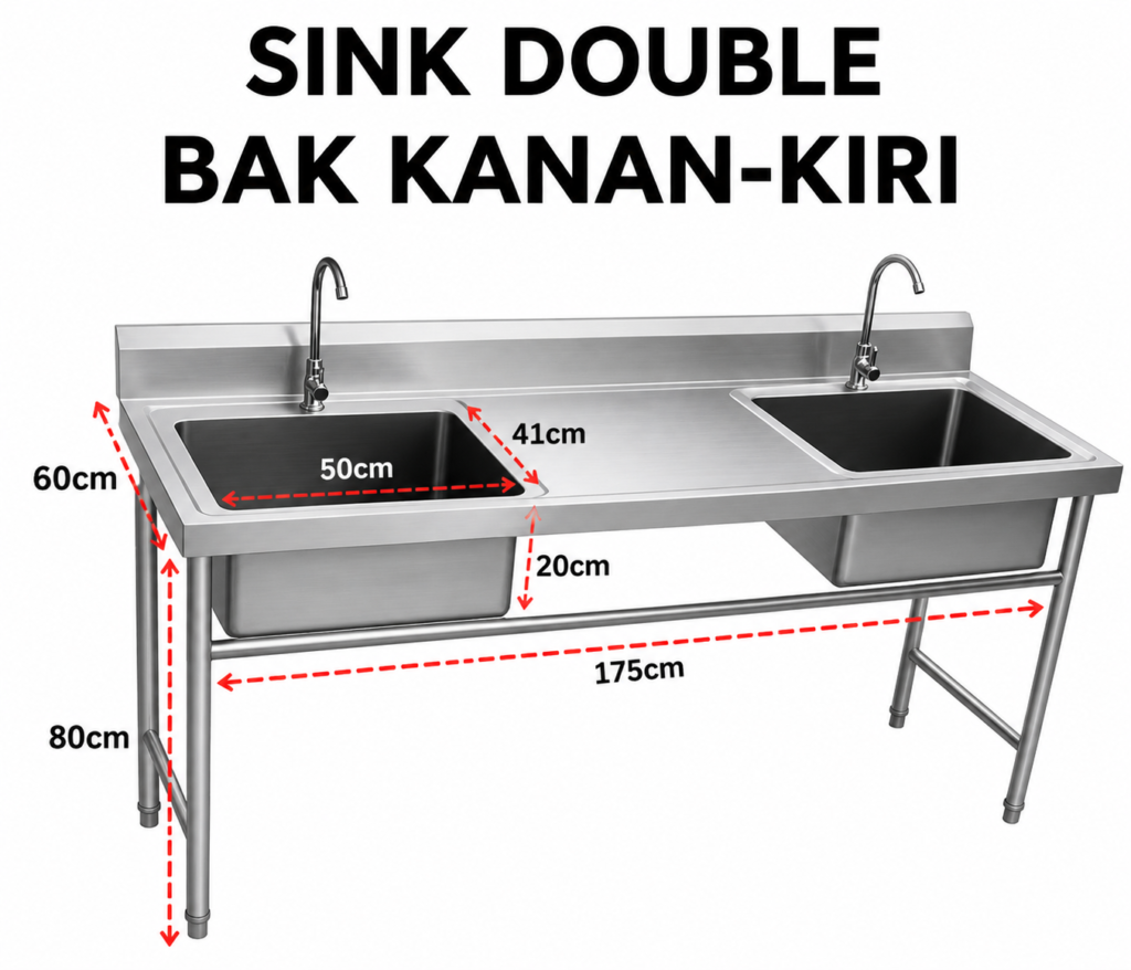 Sink Double Bak Kanan Kiri