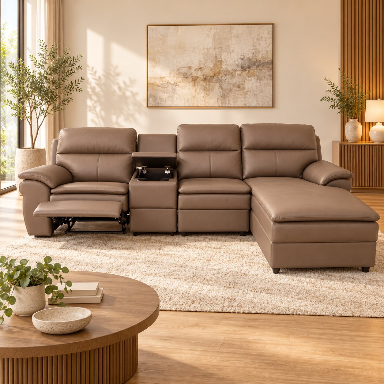 Sofa L Recliner Koenig Polygon dengan Konsol