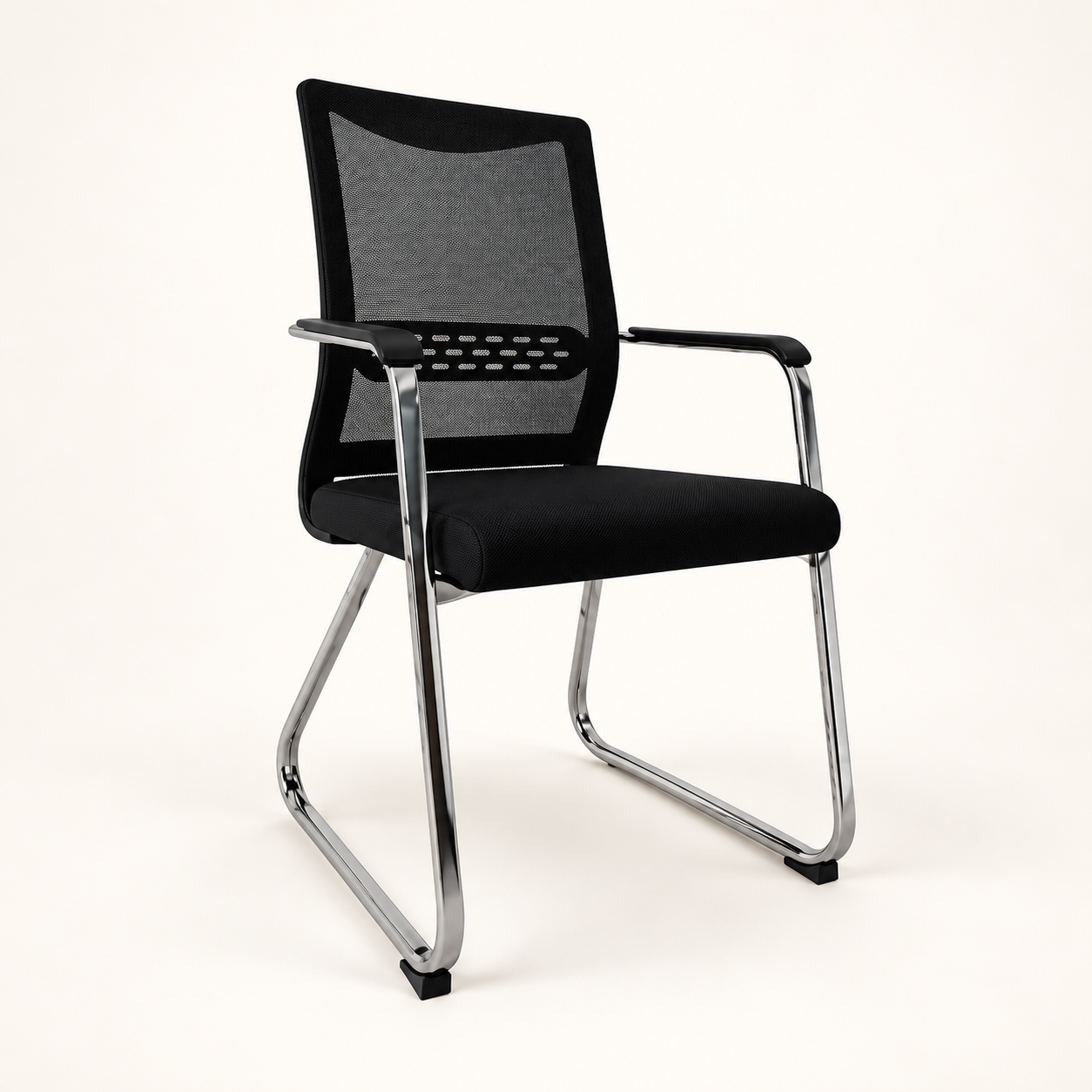 Kursi hadap 5015 mesh hitam sandaran tinggi dengan kaki chrome