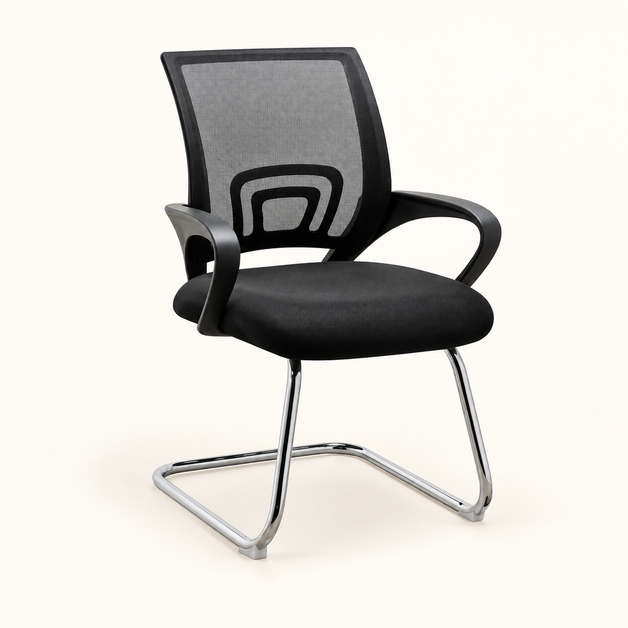 Kursi hadap KH5005 mesh hitam dengan kaki cantilever chrome