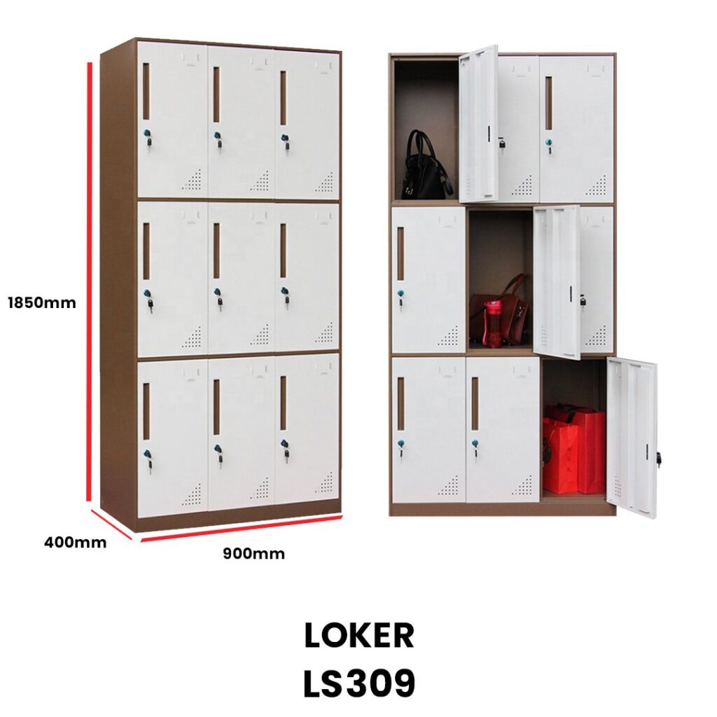 Loker Besi Koenig LS309 Abu Putih 9 Pintu