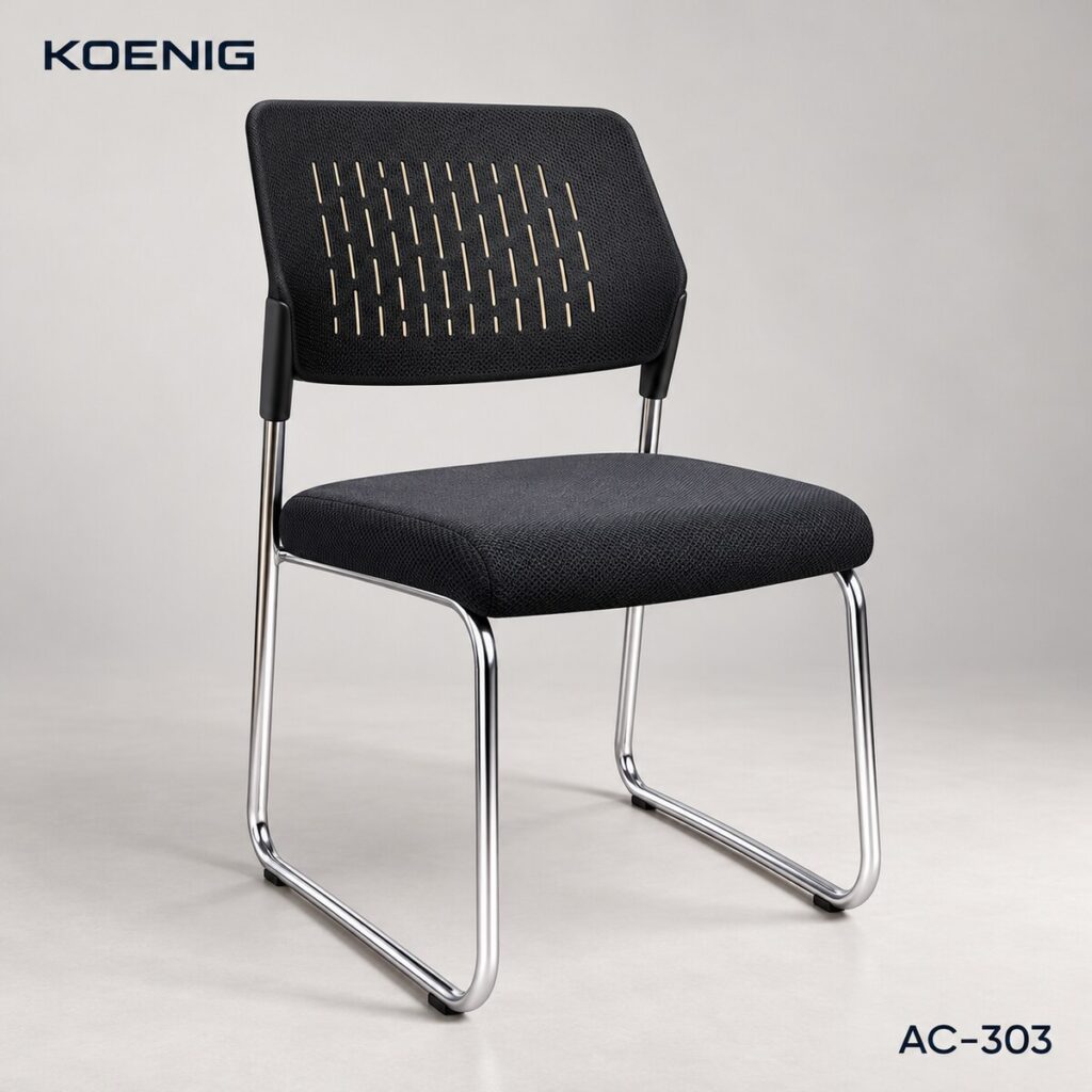 Kursi hadap kantor KOENIG AC-303 hitam tanpa lengan dengan kaki kantilever krom