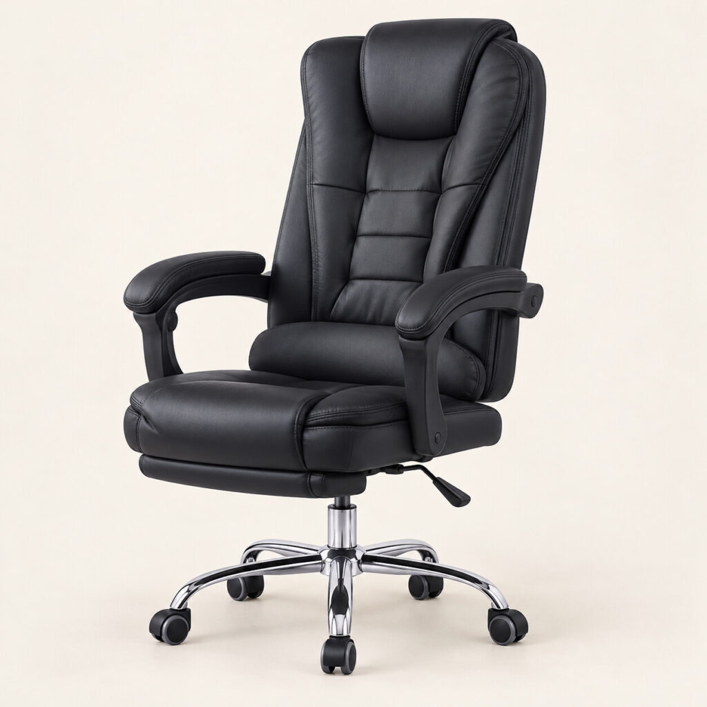 Kursi Direktur KOENIG KD-007 Hitam Sandaran Tinggi dengan armrest dan kaki beroda