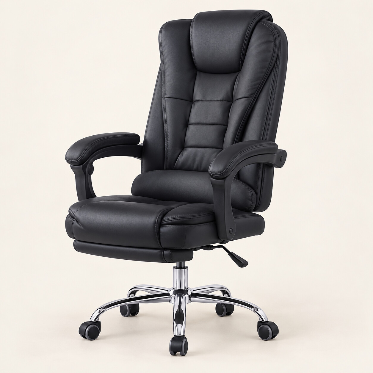 Kursi Direktur KOENIG KD-007 Hitam Sandaran Tinggi dengan armrest dan kaki beroda