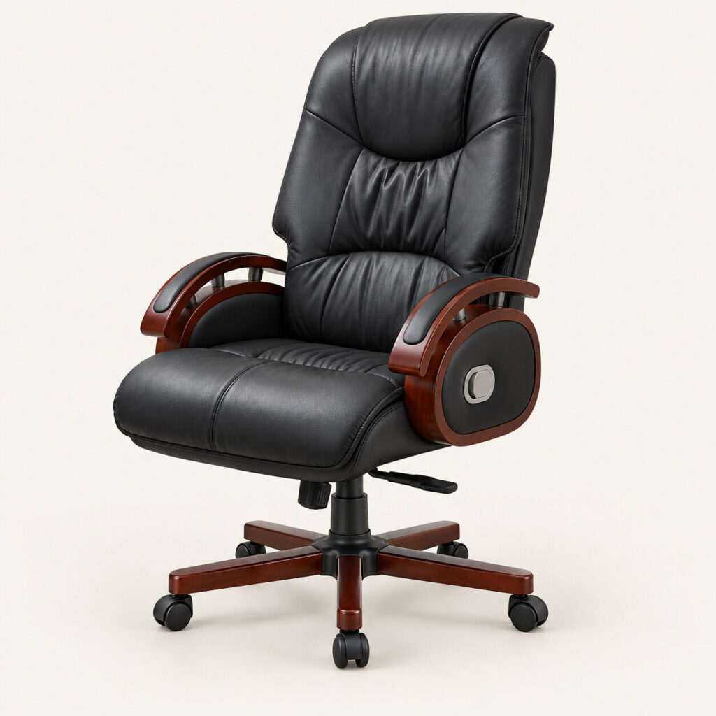 Kursi Direktur KOENIG KD-206 Hitam Lengan Oval dengan armrest dan kaki beroda